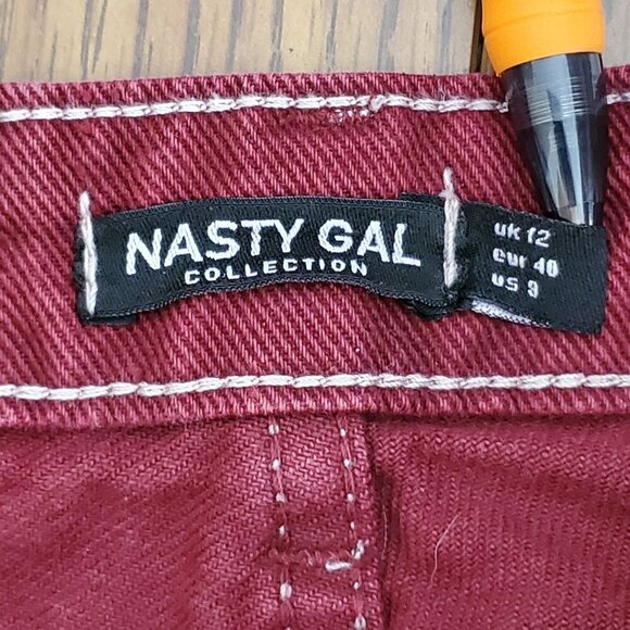 Nasty Gal Collection Womens Jeans Size 9 Cropped Denim Cranberry Red - Picture 9 of 12